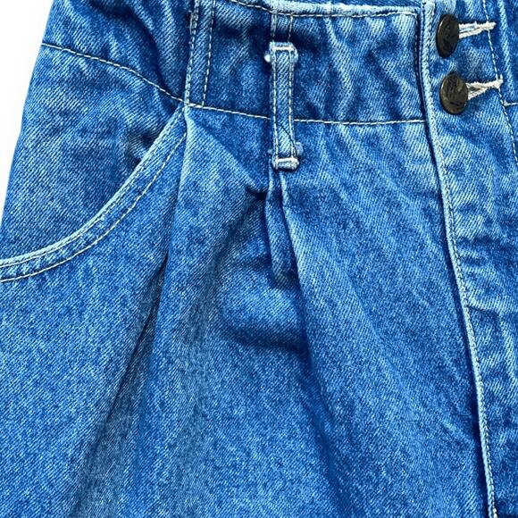 Vintage High Waist Baggy Barrel Jeans Pleated Tapered 80s 90s Medium Wash 25 - Picture 4 of 9